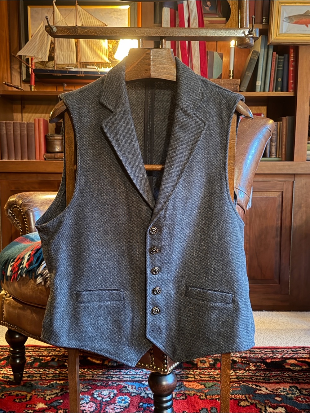 Men's Orvis Gray Wool Blend Vest - Waistcoat XL